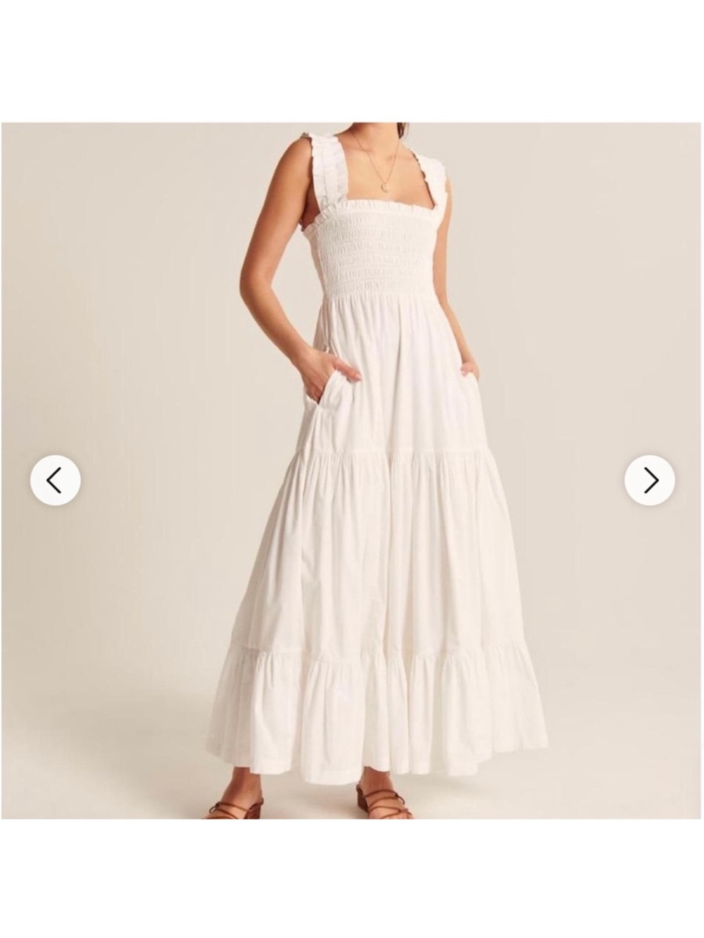Abercrombie & Fitch Smocked Maxi Dress with Ruffle Straps Square Neck